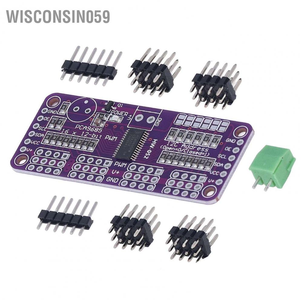 Wisconsin059 Servo Motor Driver PWM Control Module 16 Channel 12 Bit IIC PCA9685 Controller for DIY
