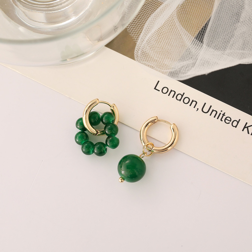 Khuyên tai tròn không đối xứng thời trang phong cách retro cá tính