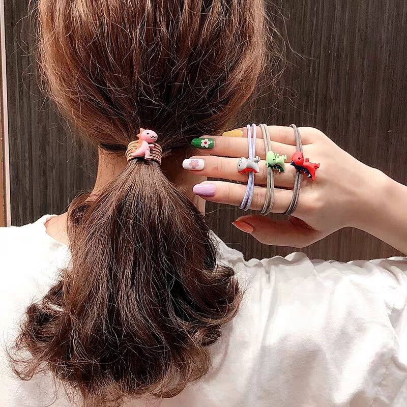 Dây buộc tóc cao su hình khủng long nhỏ dễ thương đơn giản cho bé gái