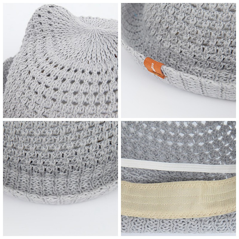 Kids Baby Summer Cotton Yarn Hats Boy Girls Cute Bear Ears Beach Straw Hat Hollow Breathable Basin Cap Toddler Travel Caps