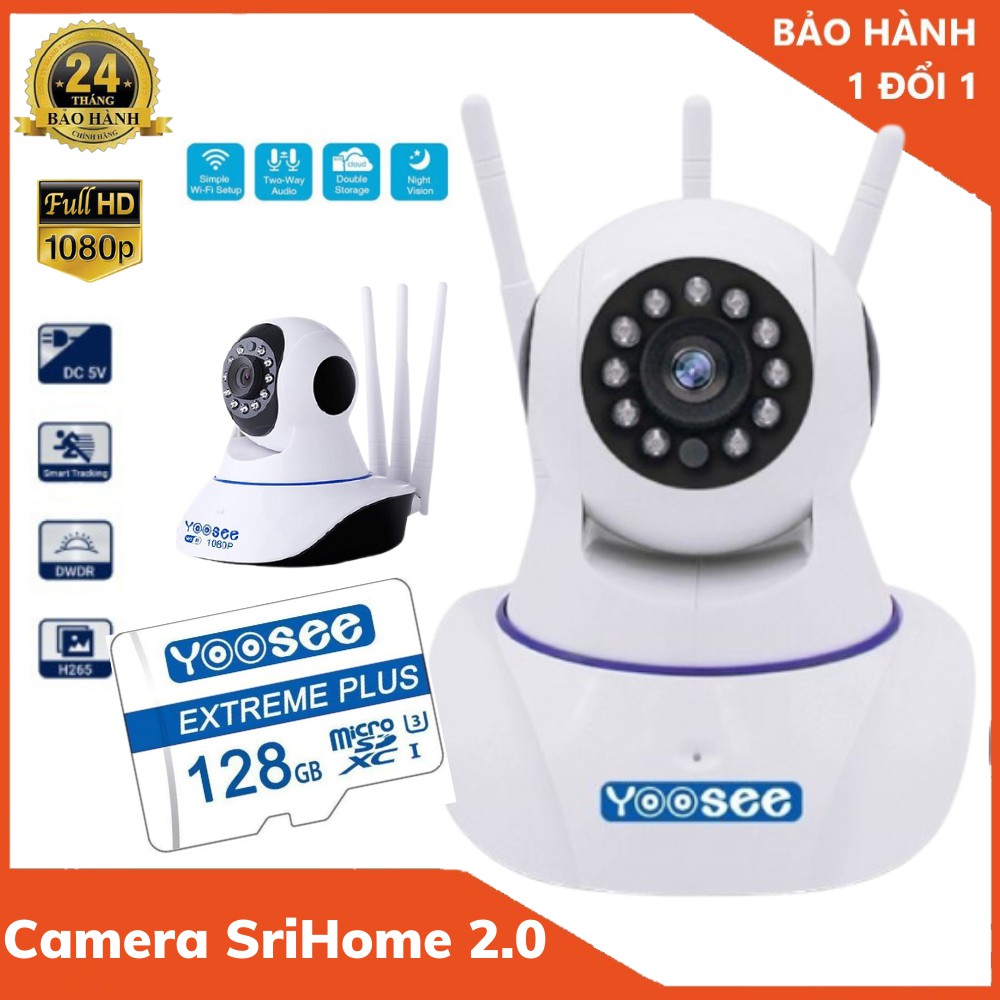 Camera ip wifi yoosee 3 râu 2.0mpx - 1080P có tiếng việt - đàm thoại 2 chiều cảm biến chuyển động bảo hành 24 tháng