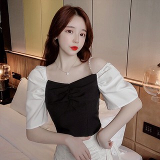 Áo tay trắng 2 kiểu mặc quai ngọc lệch