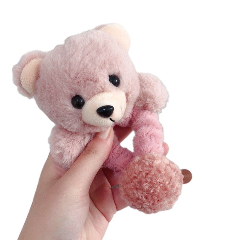 Dây Buộc Tóc Lông Xù Co Giãn Hình Gấu Dễ Thương