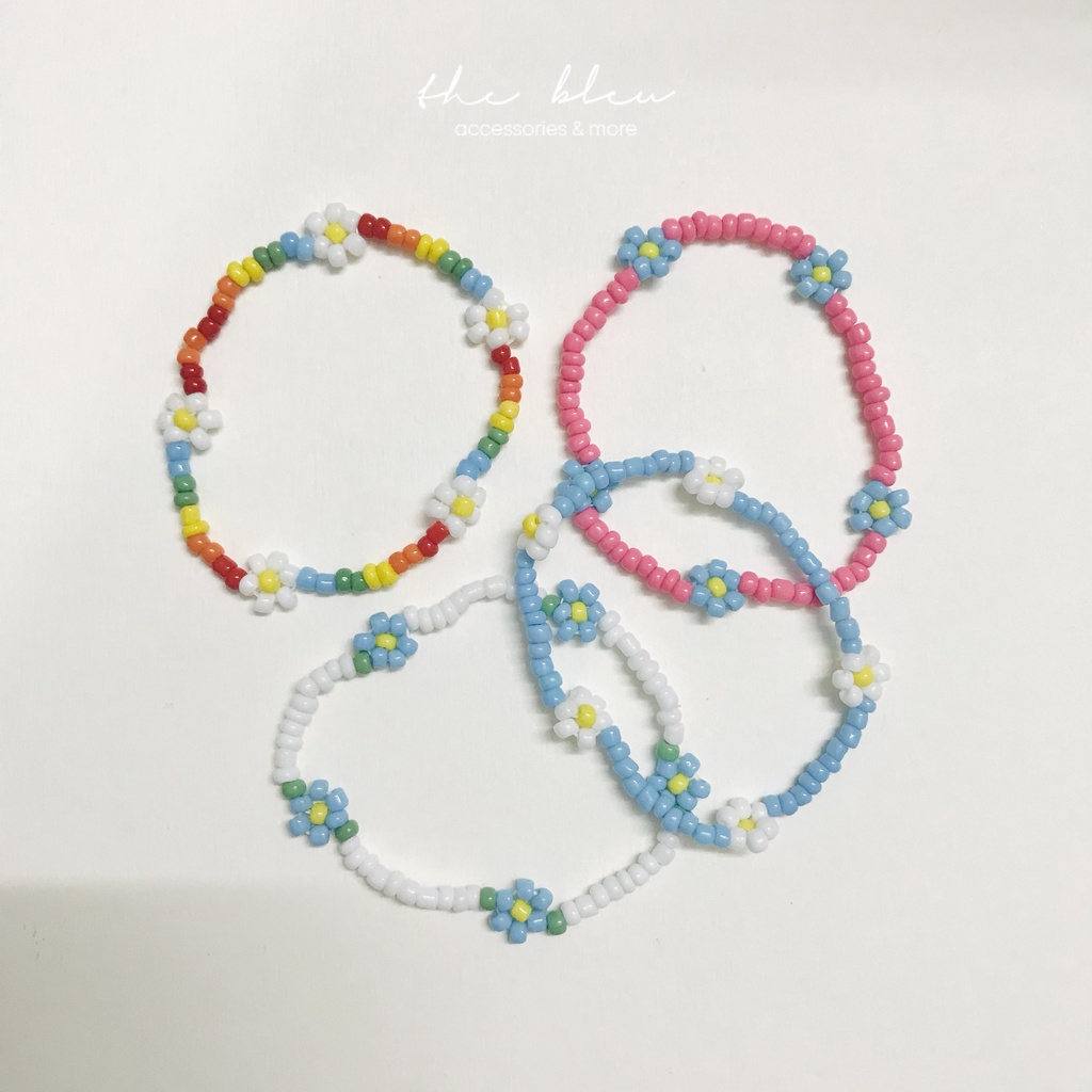 Vòng tay hoa cúc daisy hạt cườm nhiều màu