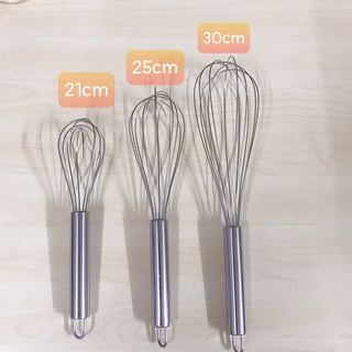 Phới lồng Whisk Inox lồng tròn tới cán nhiều cỡ 21cm, 25cm, 30cm