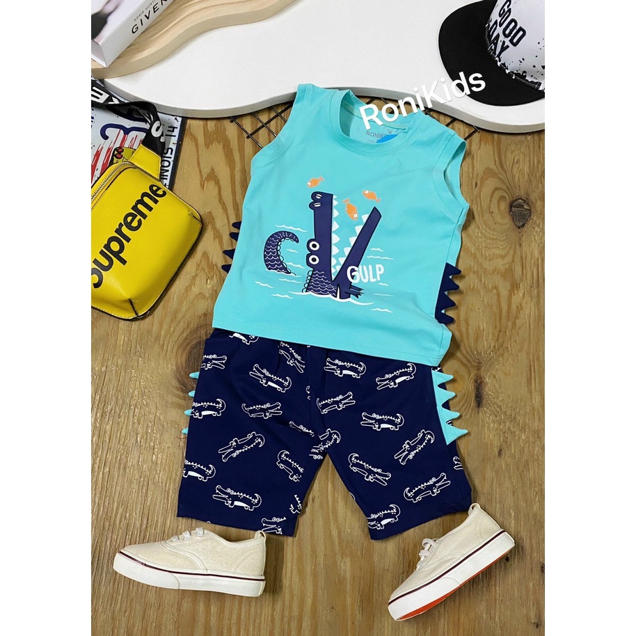 Bộ cotton sát nách cá sấu, size nhí – Y221