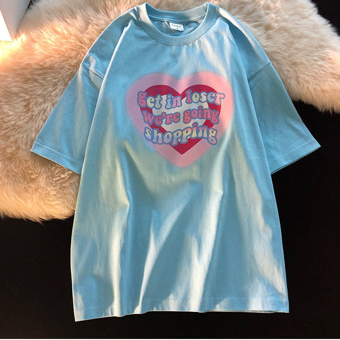 NRVP Áo thun ngắn tay dáng rộng phong cách Hàn Quốc thời trang 2021 dành cho nữ