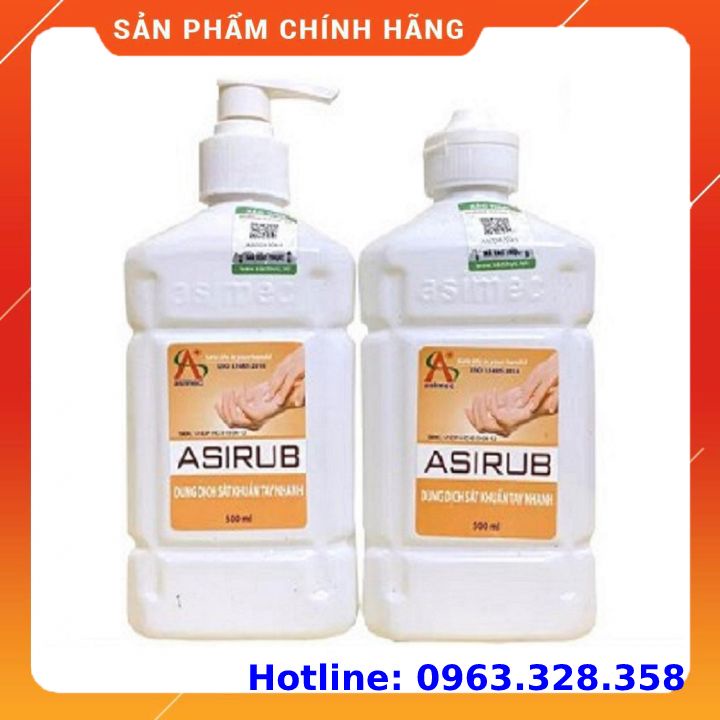 Nước Sát Khuẩn Tay, Nước Sát Khuẩn Asirub 500Ml Không Cần Rửa Lại Bằng Nước, Hàng Có Tem Chống Hàng Giả