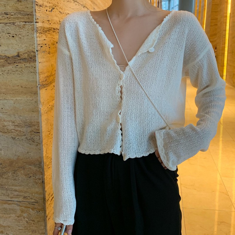 ÁO KHOÁC NHẸ LEN MỎNG CARDIGAN GÀI NÚT KL3MAU