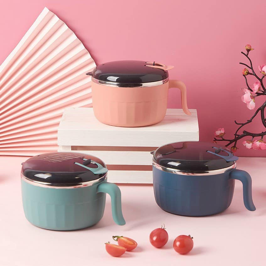 Bát ăn mì tôm lõi innox, có tay cầm tiện dụng