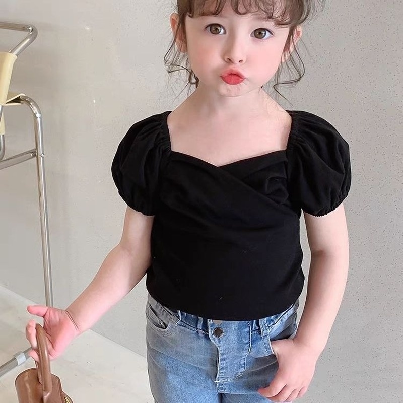 Áo Thun Tay Ngắn Thiết Kế Mỏng Thời Trang Mùa Hè Theo Phong Cách Hàn Quốc Cho Bé Gái