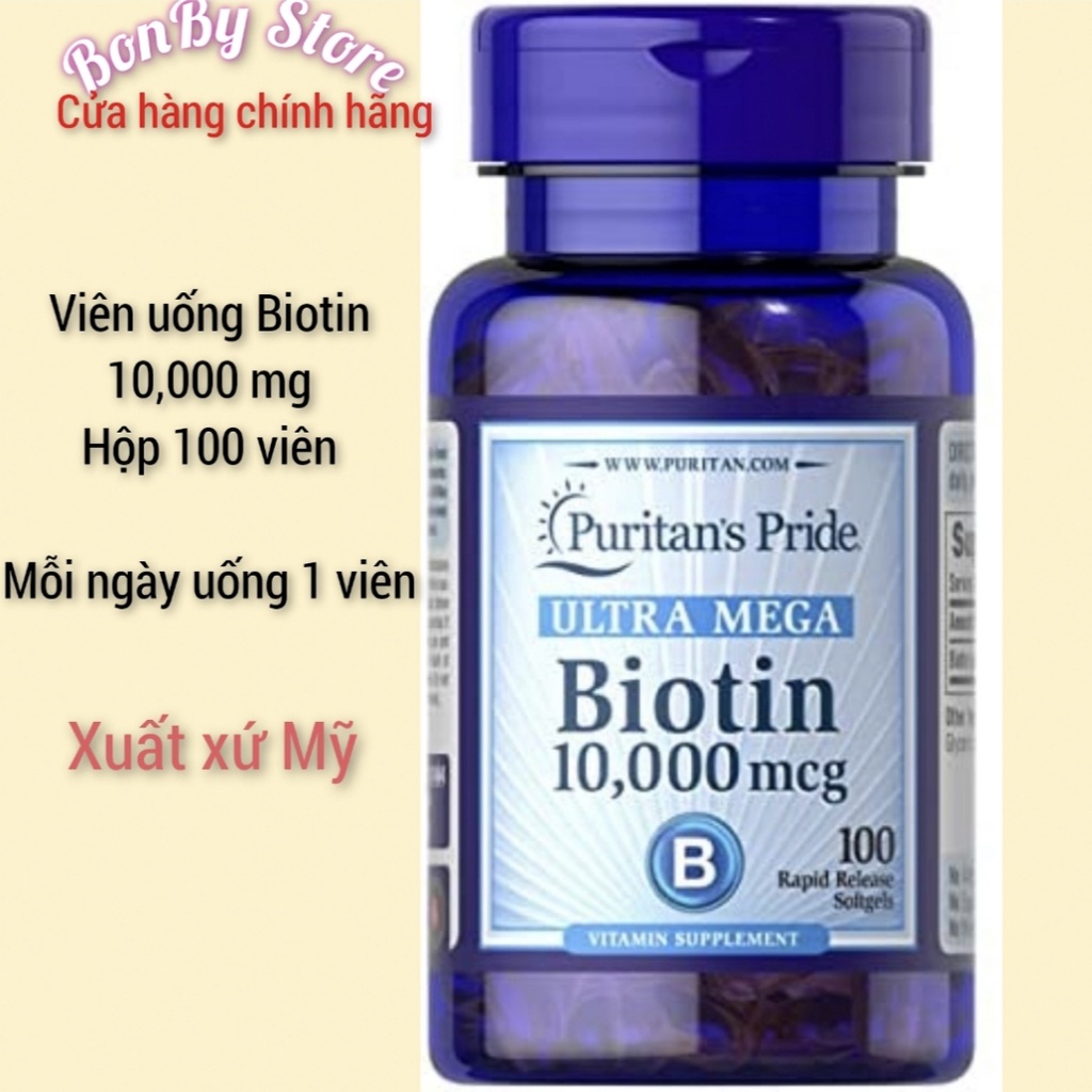 (Bill Hãng) Viên Uống Bổ Sung Biotin 5000mcg- 10,00mcg Puritan Pride