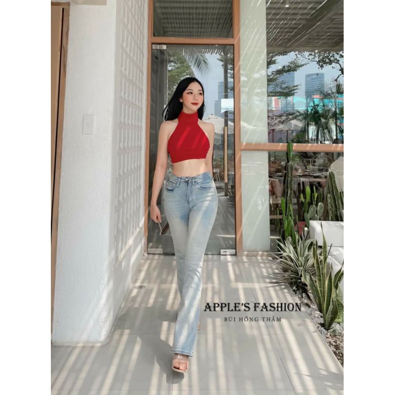 Quần jeans loe xanh đậm- nhạt