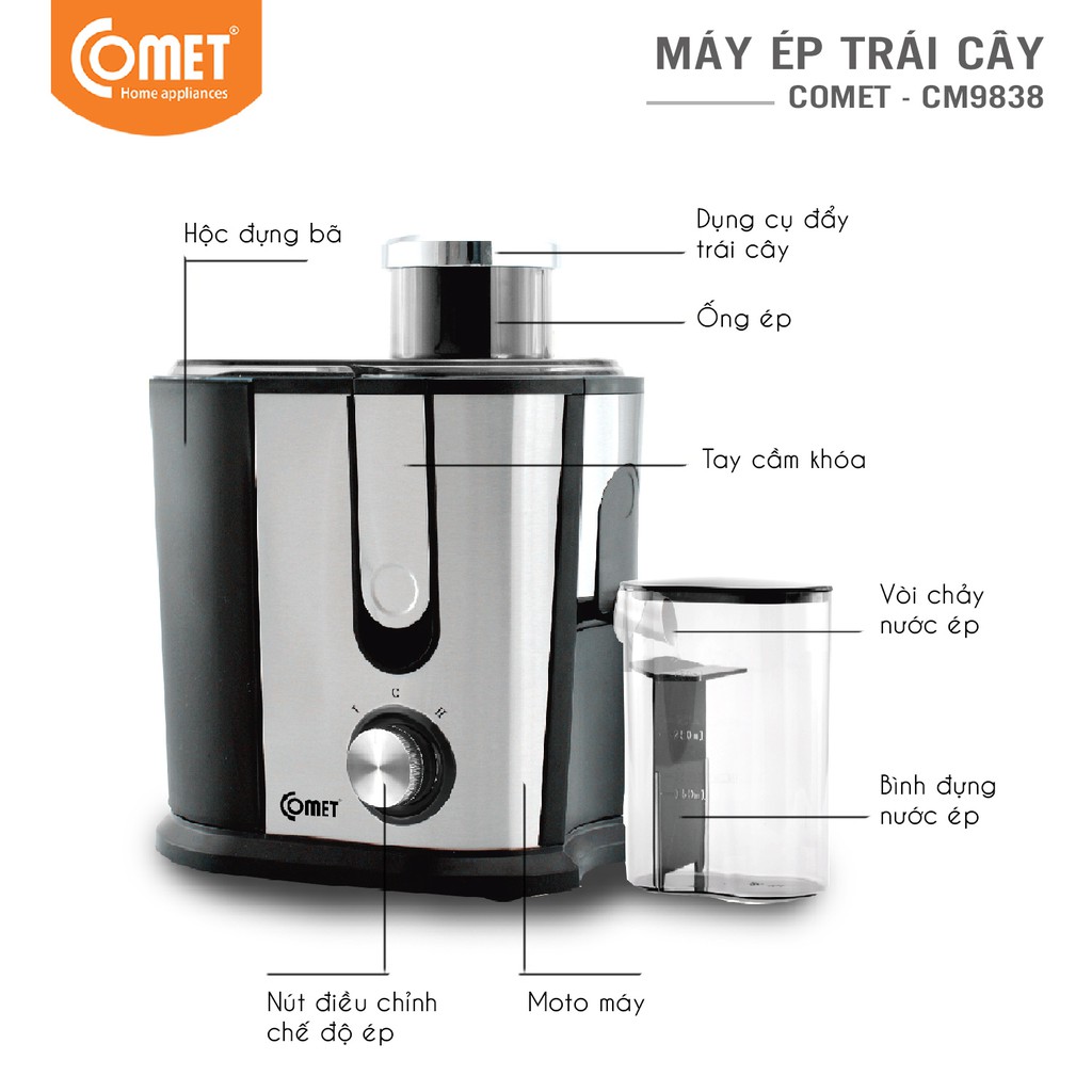 Hỏa tốc - Máy ép trái cây 400W COMET - CM9838