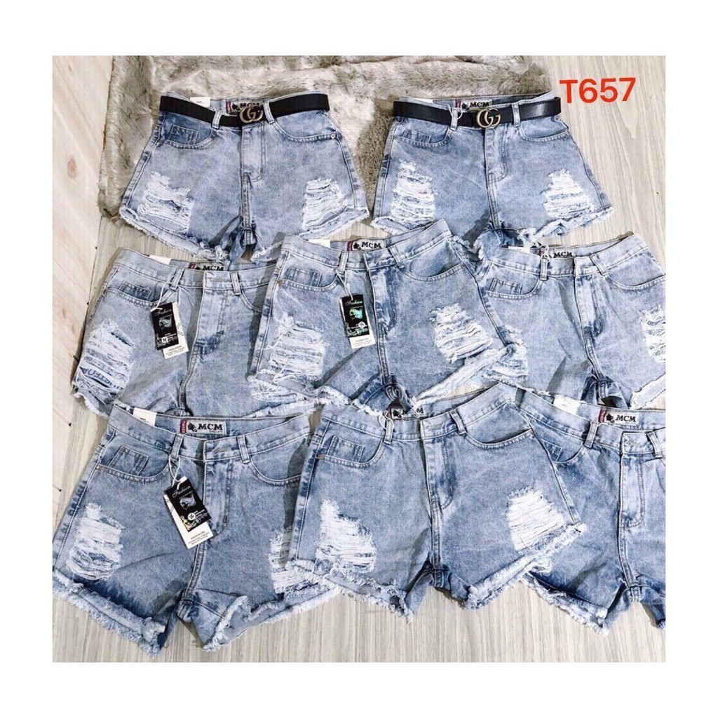 QUẦN SHORT JEAN NỮ XANH NHẠT RÁCH 2 BÊN RS201