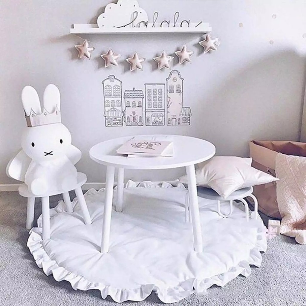 Baby Kids Round Cotton Floor Rug Trò Chơi Phòng Tập Thể Dục Chơi Crawling Phòng Ngủ Mat Chăn_123CLICKVN