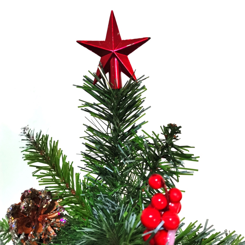 Cây thông noel để bàn 77cm quà tặng trang trí giáng sinh hàng Việt Nam chất lượng cao mẫu 3 loại lá gắn trái thông