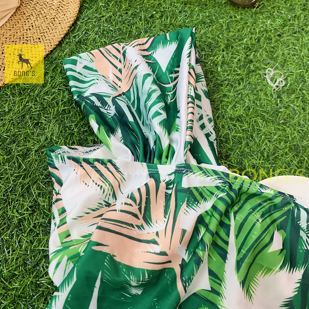 Bikini 1 mảnh - Bikini họa tiết lá lệch vai phong cách Hàn Quốc (Ảnh thật) | BigBuy360 - bigbuy360.vn