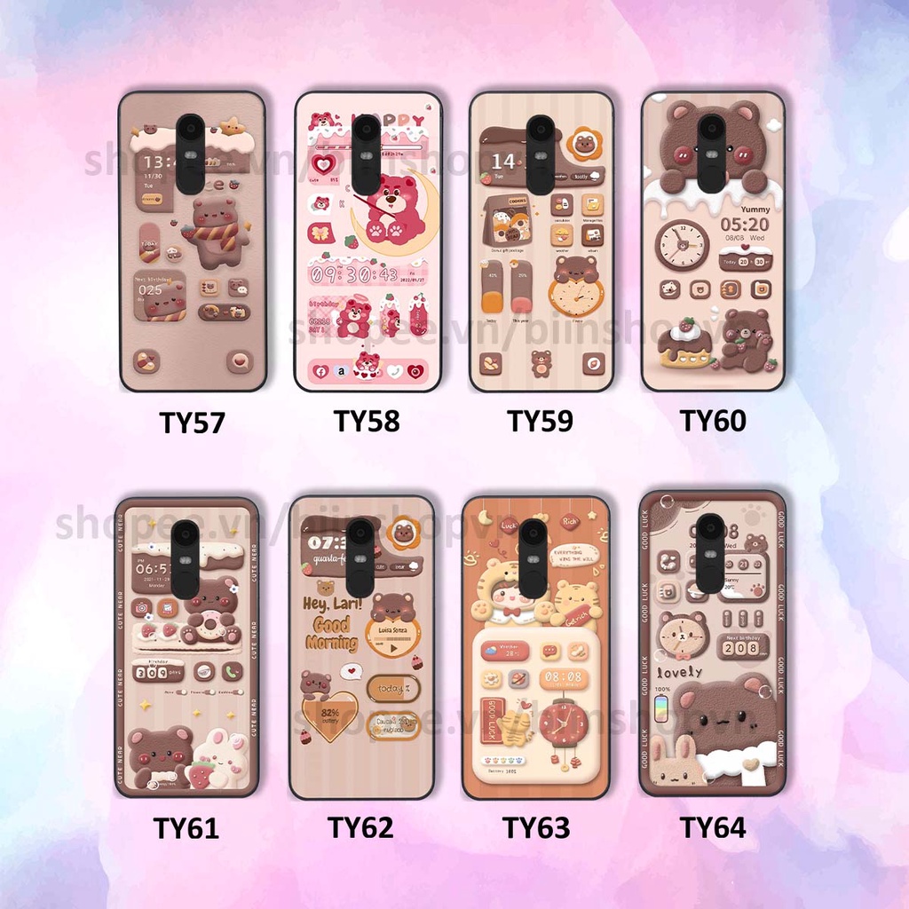 Ốp Xiaomi Redmi Note 4/ Note 4x / Redmi 5 Plus in 3D icon gấu nổi siêu xinh, siêu đáng yêu, cá tính phong cách
