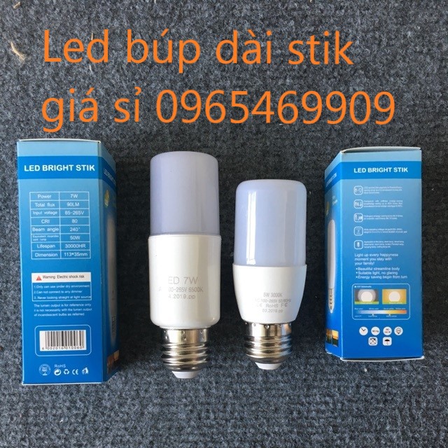 Bóng Led tròn hình trụ dài 7w, 12w dễ dàng tháo lắp thay thế bóng compact