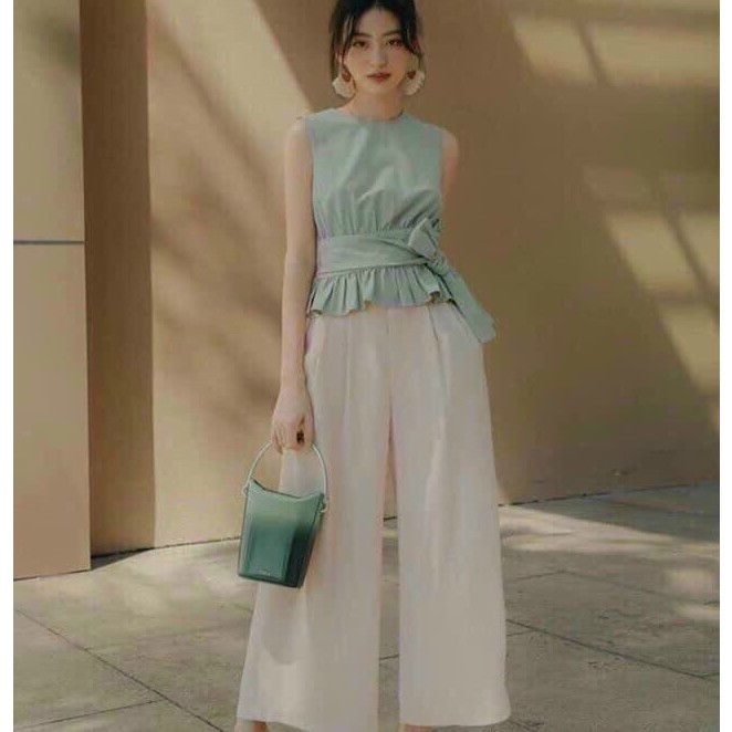 Set áo đũi và quần umi nơ eo siêu phẩm LP Fashion
