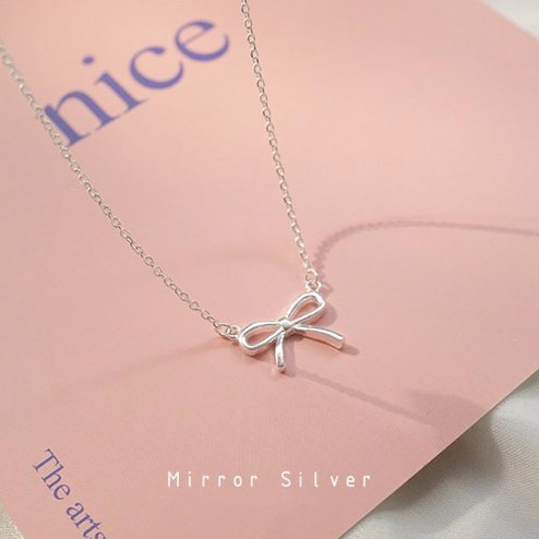 Vòng cổ mạ bạc 925 thiết kế thắt nơ đơn giản