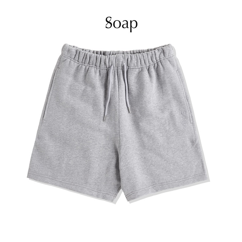 Quần short Soap Studio màu Xám tiêu chất liệu nỉ kiểu dáng unisex nam nữ