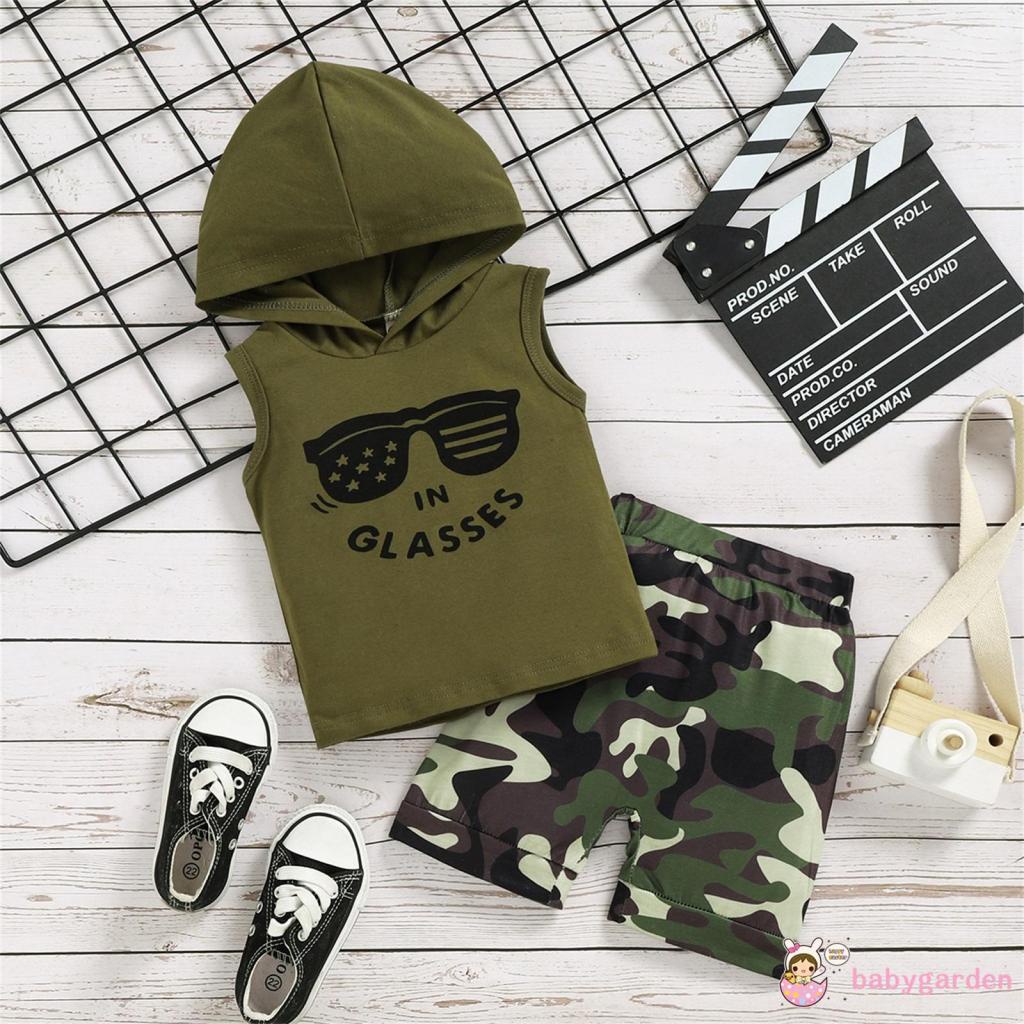 Set Áo Hoodie Không Tay Kèm Quần Rằn Ri Cho Bé Trai Từ 6 Tháng Đến 4 Tuổi