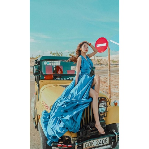 Đầm Maxi Đi Biển, Váy Maxi Dập Ly, Chấ Lụa Mềm Mướt