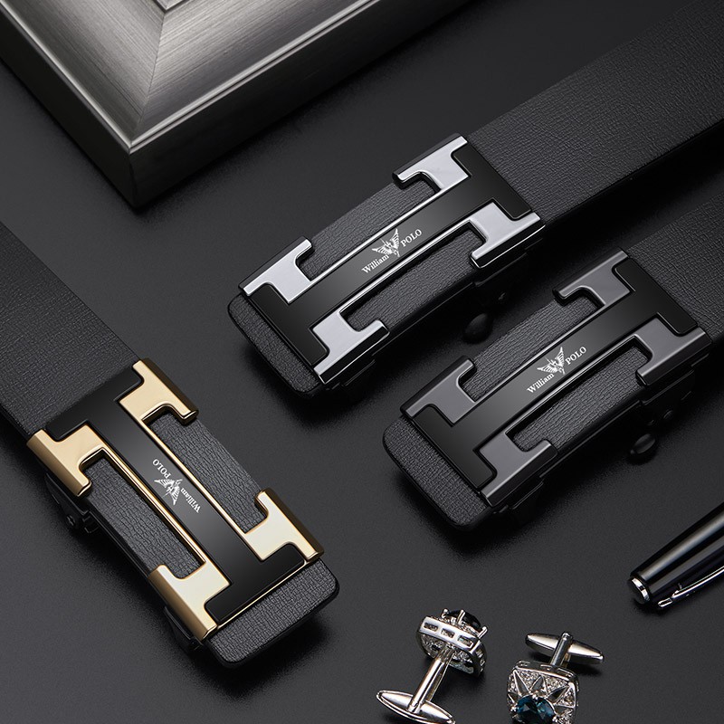 Thắt lưng Nam thời trang - da bò, mặt kim loại cao cấp nhập khẩu chính hãng William Polo 20388-90P - Bảo hành 12 tháng