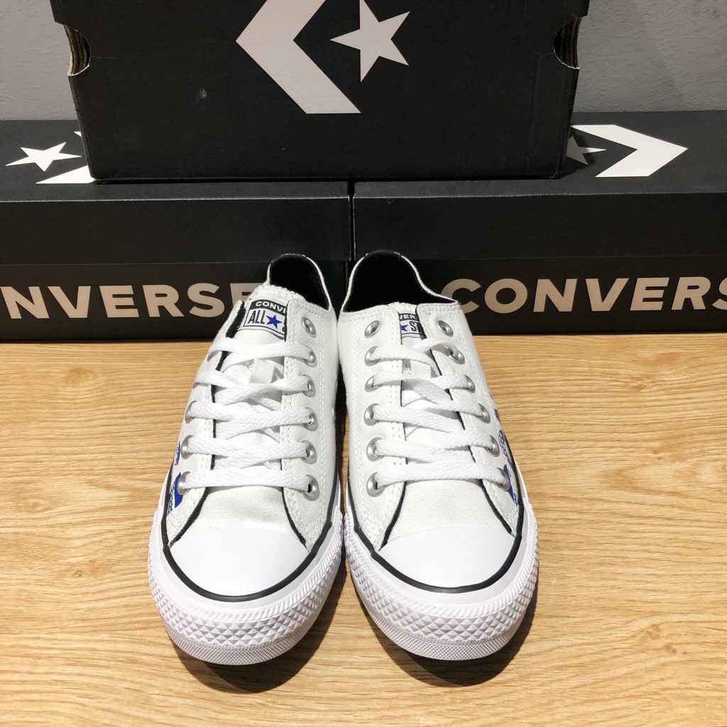 Giày Converse wordmark trắng chữ xanh cổ thấp