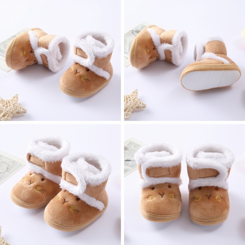 Giày Bốt Lót Bông Đế Mềm Cho Bé Gái Sơ Sinh