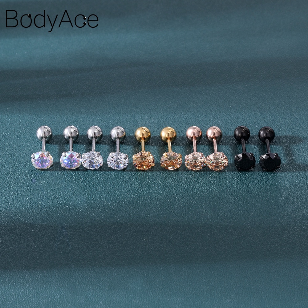 1 Khuyên Tai Tròn Bằng Thép Không Gỉ Đính Đá Màu Sắc Thời Trang