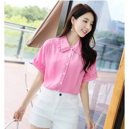 ÁO SƠ MI NỮ CỔ BÈO TAY NGẮN A1044 | BigBuy360 - bigbuy360.vn