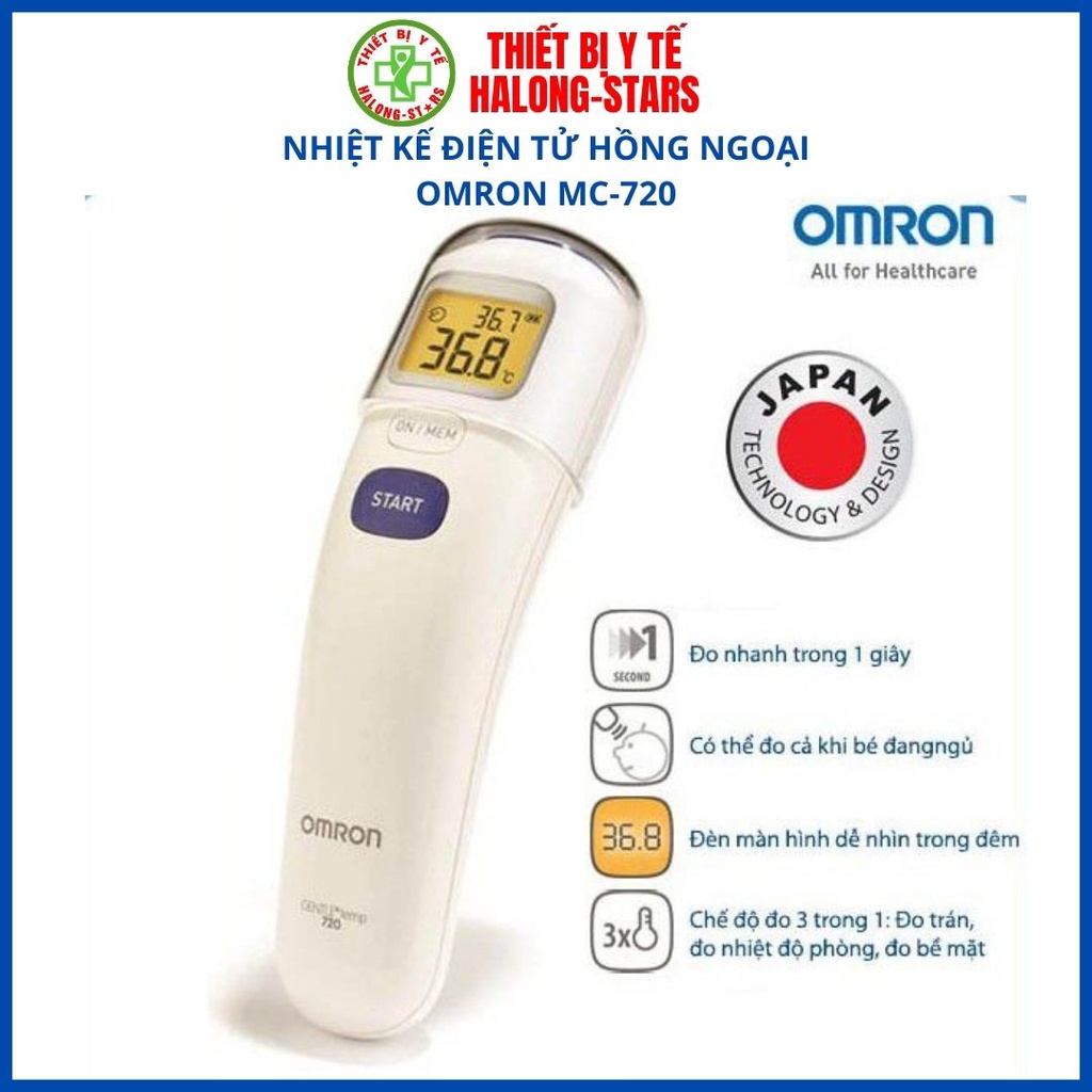 Nhiệt kế điện tử hồng ngoại đo trán OMRON MC720 - 3 in 1 - Đo nhiệt độ cơ thể, bề mặt đồ vật, nhiệt độ phòng