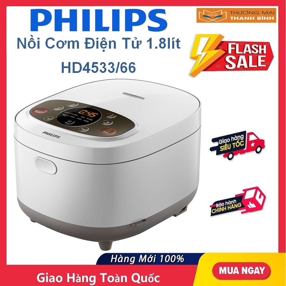 [Mã ELHADEV giảm 4% đơn 300K] Nồi cơm điện tử Philips 1.8 lít HD4533/66