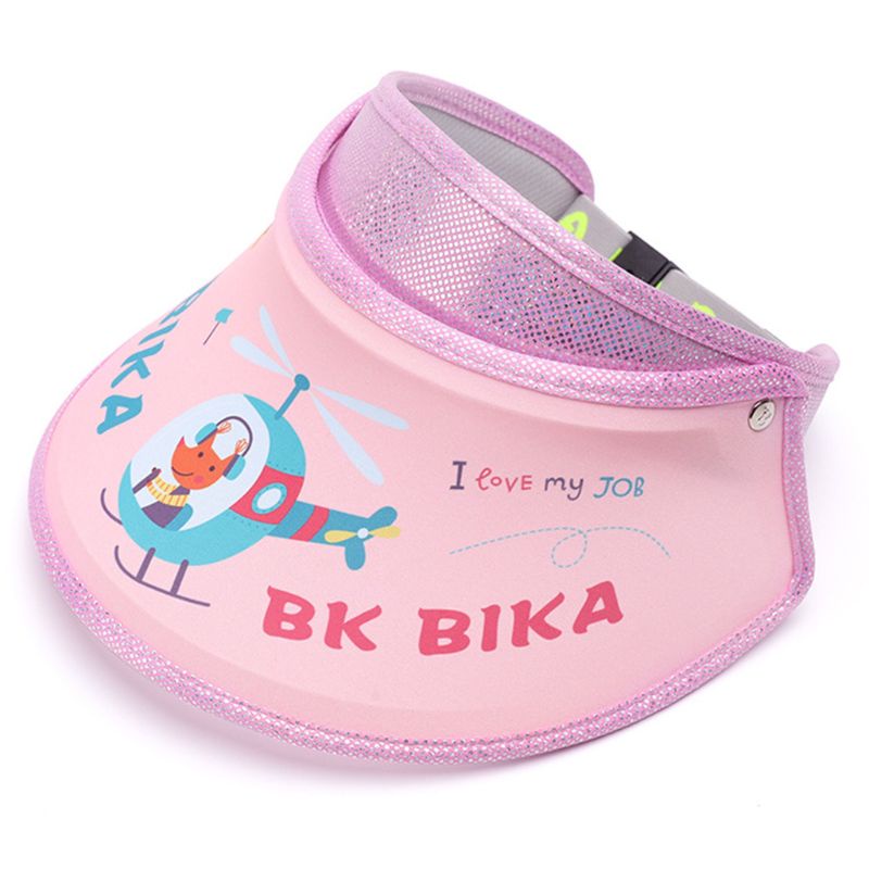 Mũ Chống Nắng Vành Rộng Hở Chóp Thoáng Khí In Họa Tiết Khủng Long Hoạt Hình Có Thể Điều Chỉnh Cho