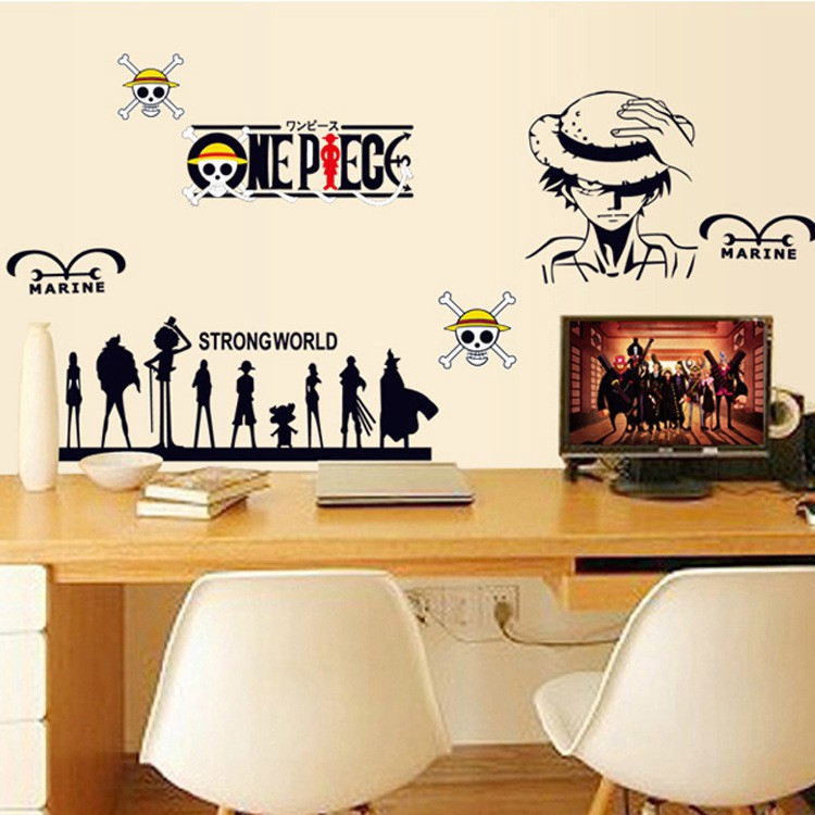 Set sticker dán trang trí tường in hình chủ đề Anime One Piece