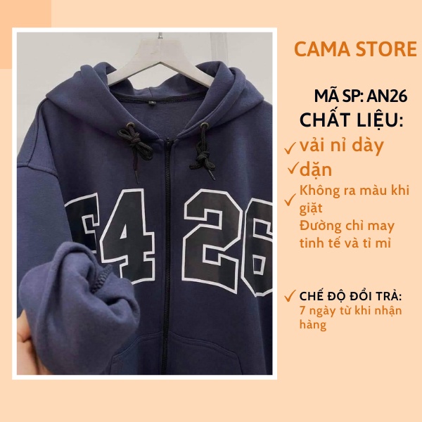 Áo khoác hoodie nữ form rộng có dây kéo cute hàn quốc unisex dài tay CaMa Store AN26 | BigBuy360 - bigbuy360.vn