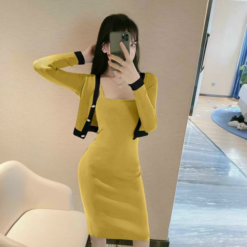Sét váy len kèm áo khoác siêu đẹp