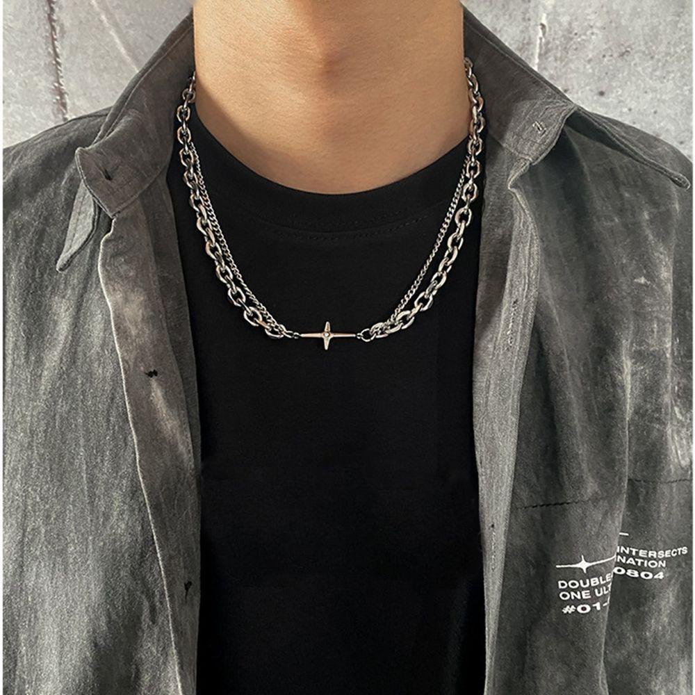 Vòng cổ Thép Titan Hai Lớp Phong Cách Hip Hop Đơn Giản Sáng Tạo Thời Trang Cho Cặp Đôi