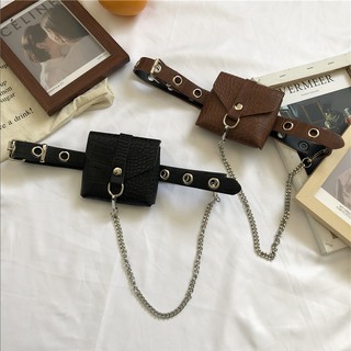 Thắt lưng trang trí túi nhỏ và dây xích thời trang cho nữ