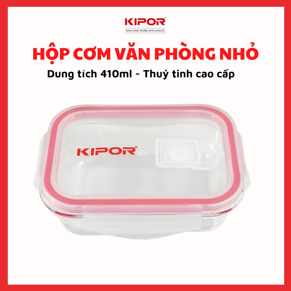 Hộp cơm văn phòng KIPOR KP-G154 - Thuỷ tinh cao cấp, dùng được trong lò vi sóng - Nhỏ gọn, tiện lợi - Hàng chính hãng