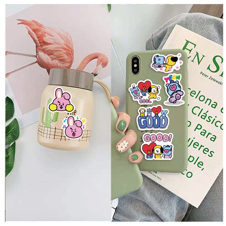 Set 40 miếng dán chống thấm nước hình KPOP BTS BT21 trang trí laptop/điện thoại