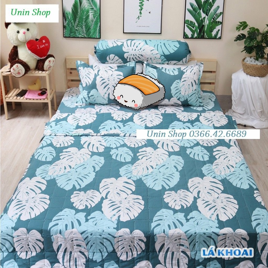 (Freeship50k) Ga bọc nệm, drap bo chun kích thước m6/m8 mẫu Bơ Hello kèm 2 áo gối chất Poly cotton - Hàng đẹp