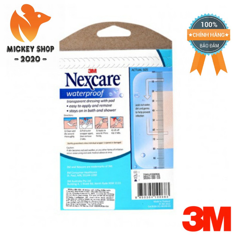 [ CAO CẤP ] Combo 2 Băng dán bảo vệ vết thương chống thấm nước có gạc 3miếng/hộp Nexcare 3M B100 80X100RMM