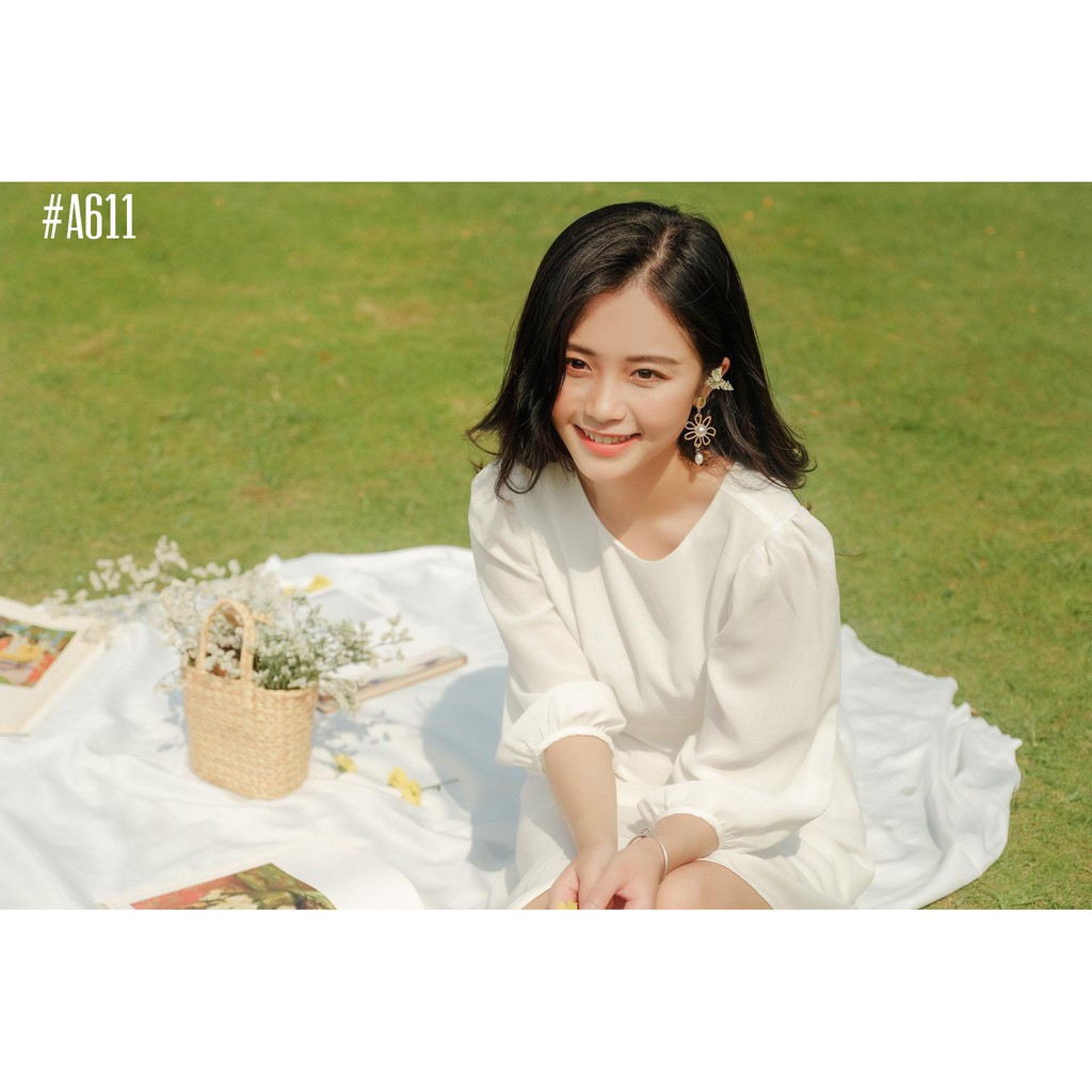 Đầm lụa lệch tà đính ngọc thanh lịch