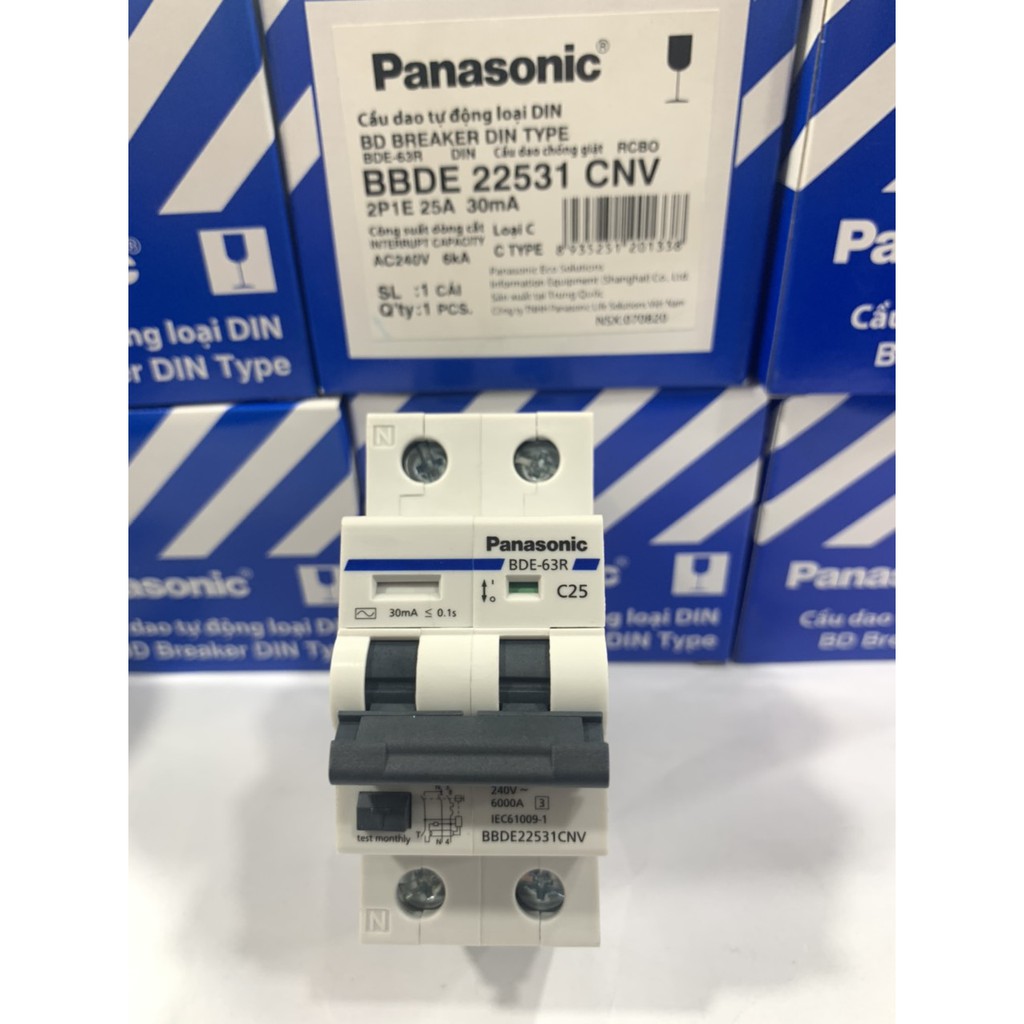 CB CHỐNG GIẬT PANASONIC chính hãng Cầu Dao Chống Giật Panasonic 16A,20A, 25A, 32A, 40A,50A,63A  30mA