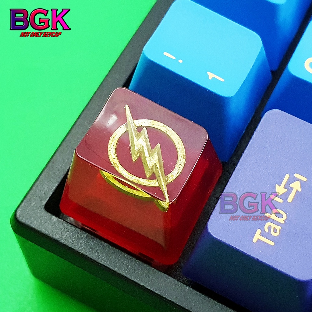 Keycap Lẻ hình LOGO The Flash DC OEM profile ( keycap resin độc lạ )( Keycap Artisan )