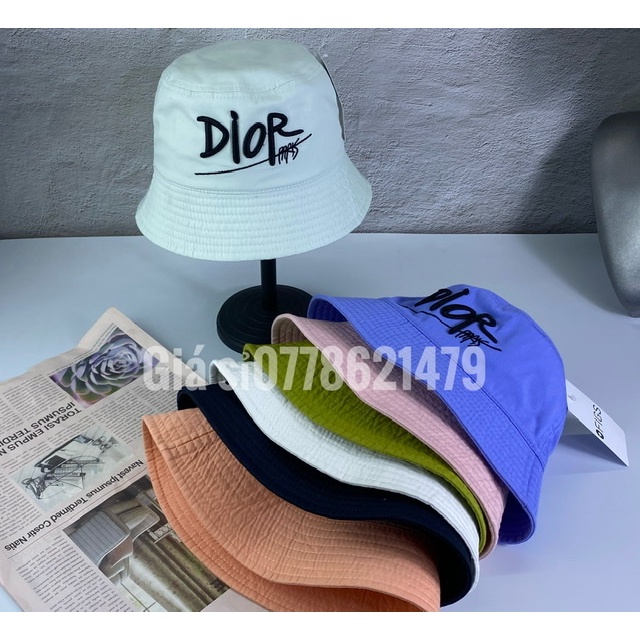 Mũ cụp bucket - nón bo hàn quốc cotton 2 lớp thêu Di ô thời trang nữ đủ màu